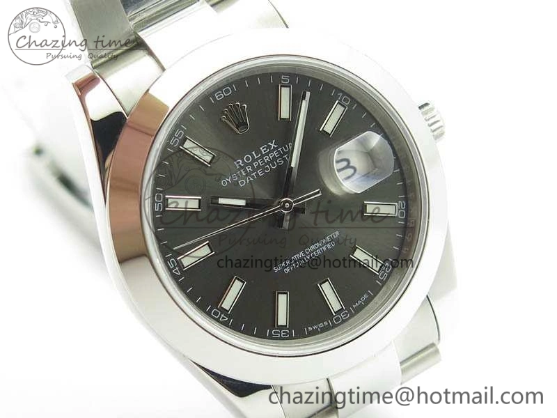 DateJust 41mm 126300 SS Noob 1:1 Best Edition Gray Dial Stick Markers On SS Bracelet A3235