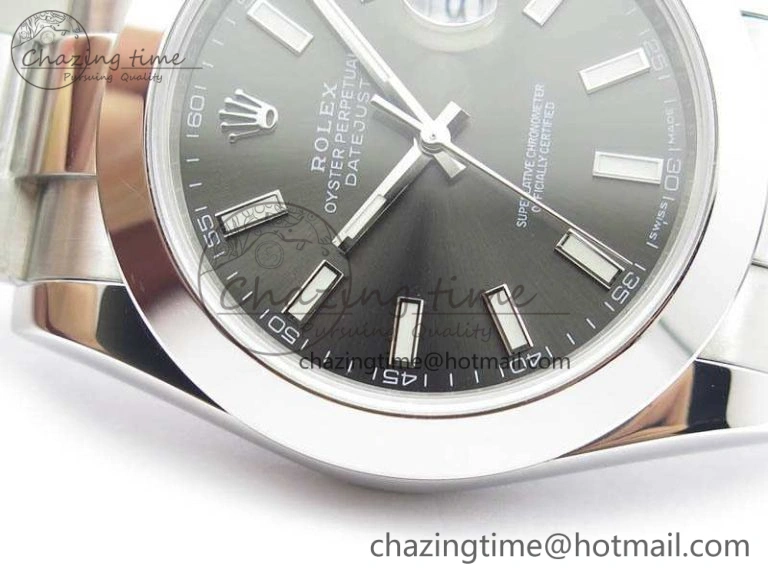 DateJust 41mm 126300 SS Noob 1:1 Best Edition Gray Dial Stick Markers On SS Bracelet A3235