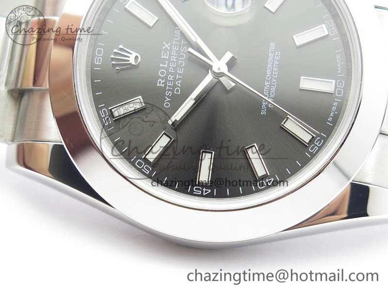 DateJust 41mm 126300 SS Noob 1:1 Best Edition Gray Dial Stick Markers On SS Bracelet A3235