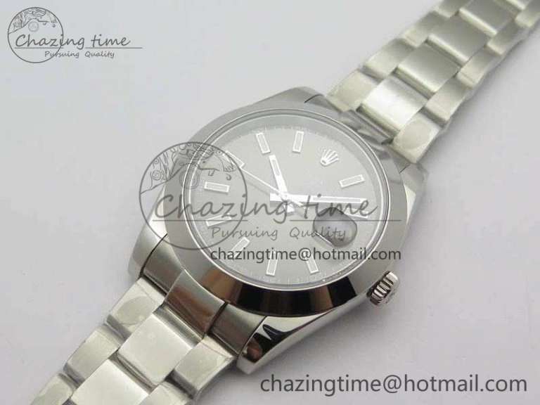 DateJust 41mm 126300 SS Noob 1:1 Best Edition Gray Dial Stick Markers On SS Bracelet A3235