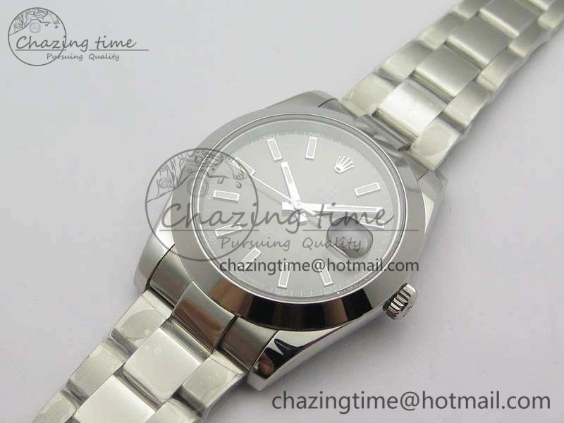 DateJust 41mm 126300 SS Noob 1:1 Best Edition Gray Dial Stick Markers On SS Bracelet A3235