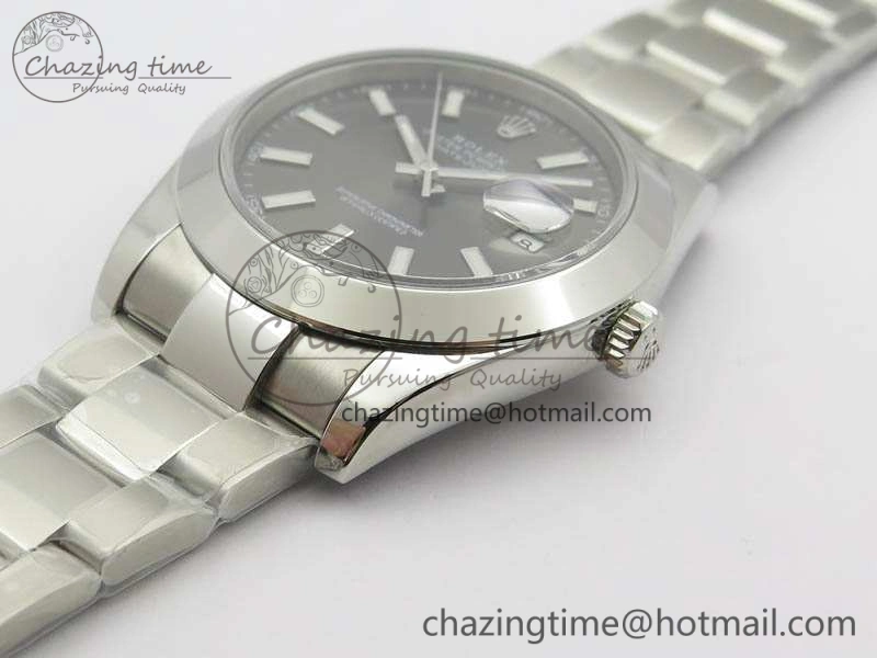 DateJust 41mm 126300 SS Noob 1:1 Best Edition Gray Dial Stick Markers On SS Bracelet A3235