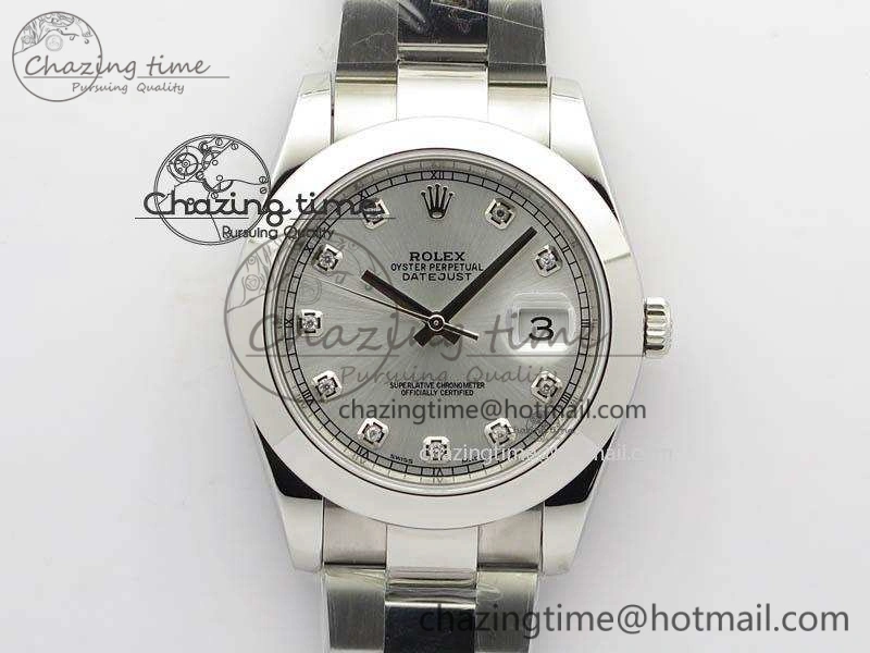 DateJust 41mm 126300 SS Noob 1:1 Best Edition Silver Dial Diam Markers On SS Bracelet A3235
