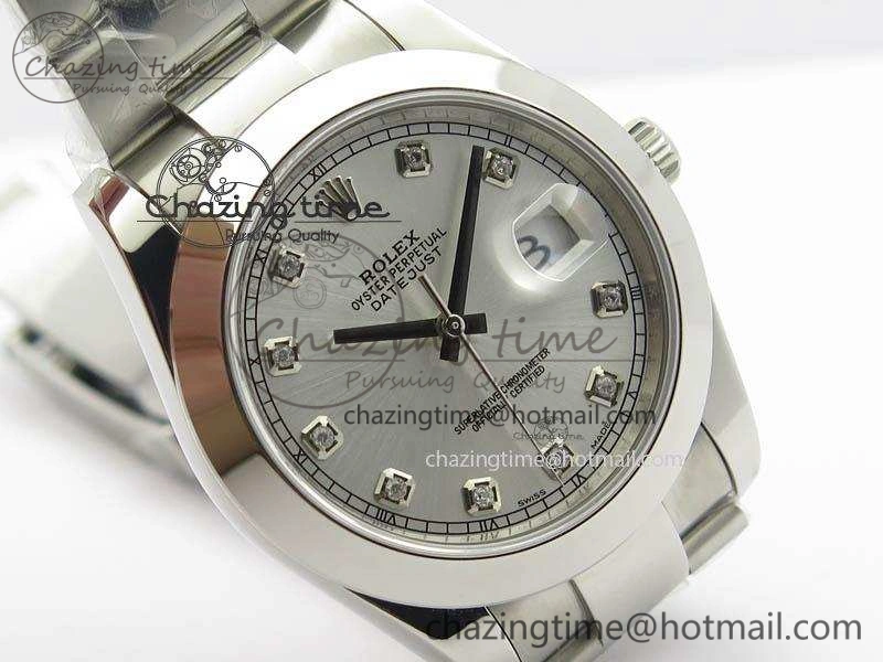 DateJust 41mm 126300 SS Noob 1:1 Best Edition Silver Dial Diam Markers On SS Bracelet A3235