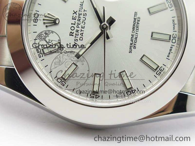 DateJust 41mm 126300 SS Noob 1:1 Best Edition Silver Dial Stick Markers On SS Bracelet A3235