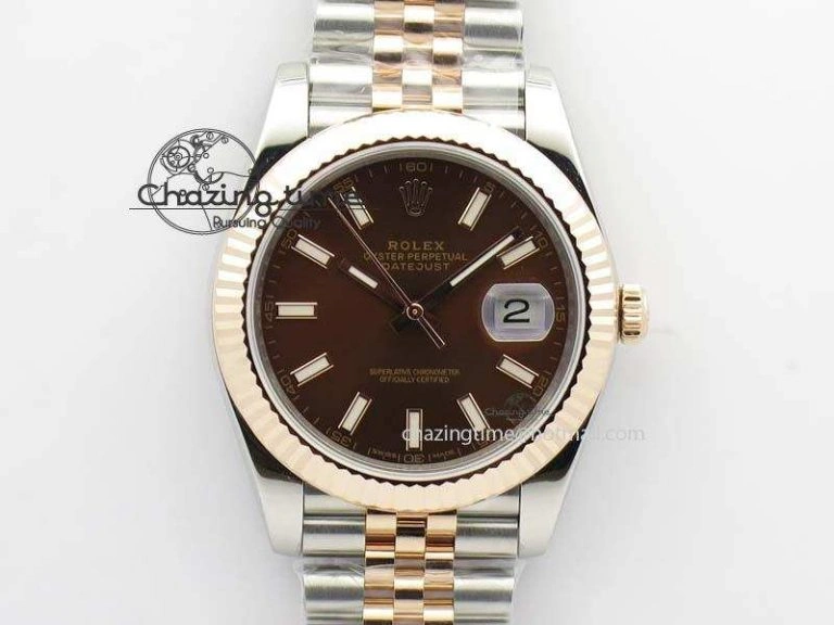 DateJust 41mm 126303 Noob 1:1 Best Edition RG Wrapped Brown Dial Fluted Bezel On Jubilee Bracelet A3235