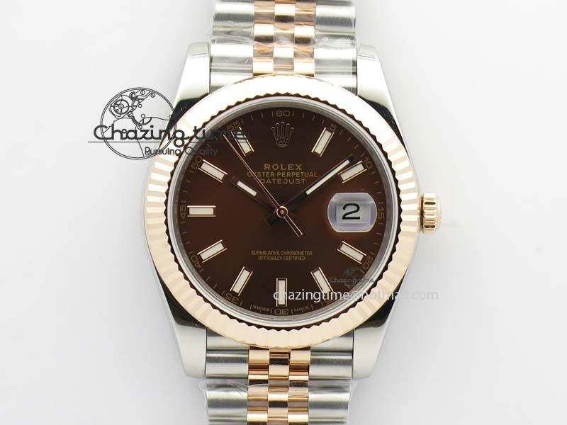 DateJust 41mm 126303 Noob 1:1 Best Edition RG Wrapped Brown Dial Fluted Bezel On Jubilee Bracelet A3235
