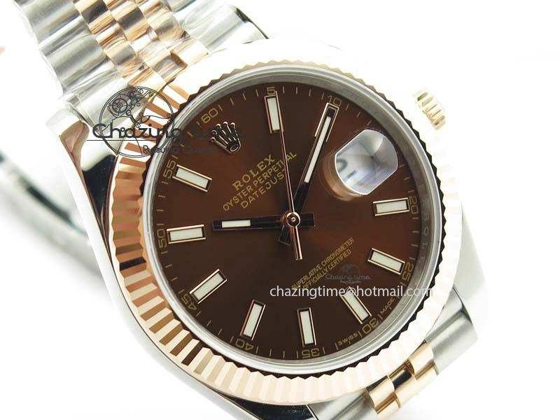 DateJust 41mm 126303 Noob 1:1 Best Edition RG Wrapped Brown Dial Fluted Bezel On Jubilee Bracelet A3235