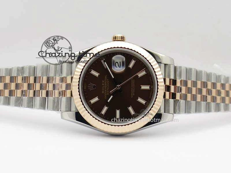 DateJust 41mm 126303 Noob 1:1 Best Edition RG Wrapped Brown Dial Fluted Bezel On Jubilee Bracelet A3235