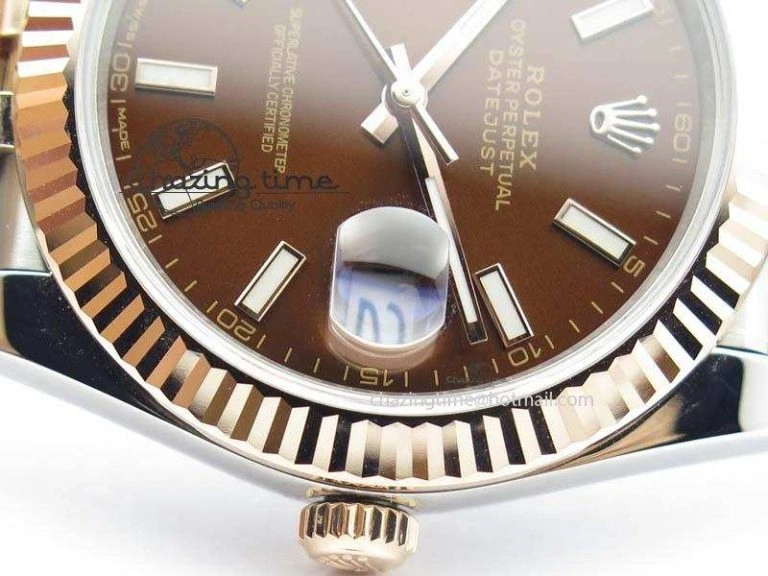 DateJust 41mm 126303 Noob 1:1 Best Edition RG Wrapped Brown Dial Fluted Bezel On Jubilee Bracelet A3235