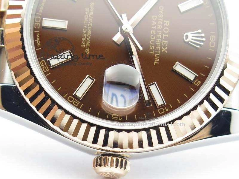 DateJust 41mm 126303 Noob 1:1 Best Edition RG Wrapped Brown Dial Fluted Bezel On Jubilee Bracelet A3235