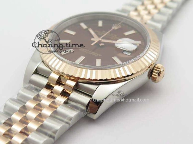 DateJust 41mm 126303 Noob 1:1 Best Edition RG Wrapped Brown Dial Fluted Bezel On Jubilee Bracelet A3235