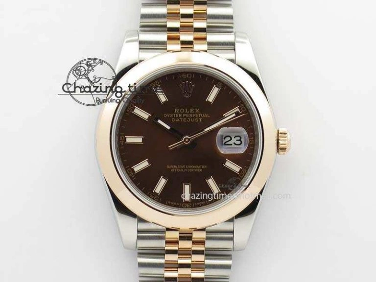 DateJust 41mm 126303 Noob 1:1 Best Edition RG Wrapped Brown Dial On Jubilee Bracelet A3235