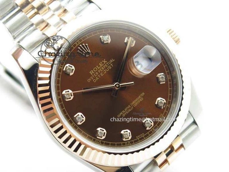 DateJust 41mm 126303 Noob 1:1 Best Edition RG Wrapped Brown Diam Dial Fluted Bezel On Jubilee Bracelet A3235
