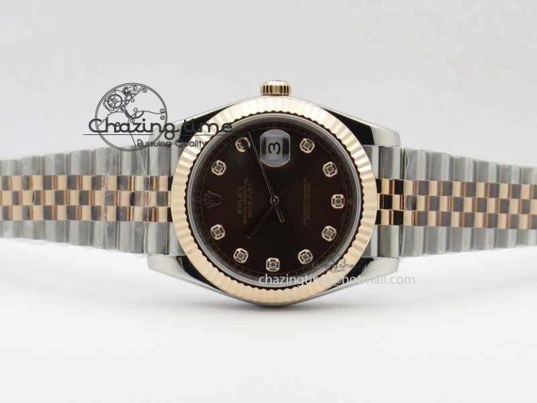 DateJust 41mm 126303 Noob 1:1 Best Edition RG Wrapped Brown Diam Dial Fluted Bezel On Jubilee Bracelet A3235