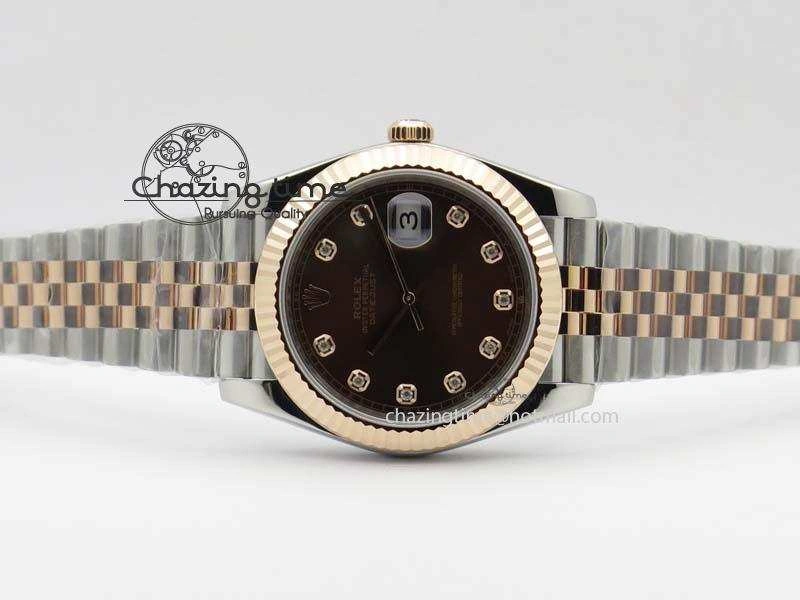 DateJust 41mm 126303 Noob 1:1 Best Edition RG Wrapped Brown Diam Dial Fluted Bezel On Jubilee Bracelet A3235