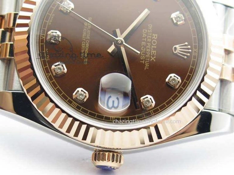 DateJust 41mm 126303 Noob 1:1 Best Edition RG Wrapped Brown Diam Dial Fluted Bezel On Jubilee Bracelet A3235