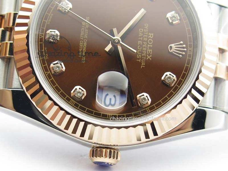DateJust 41mm 126303 Noob 1:1 Best Edition RG Wrapped Brown Diam Dial Fluted Bezel On Jubilee Bracelet A3235