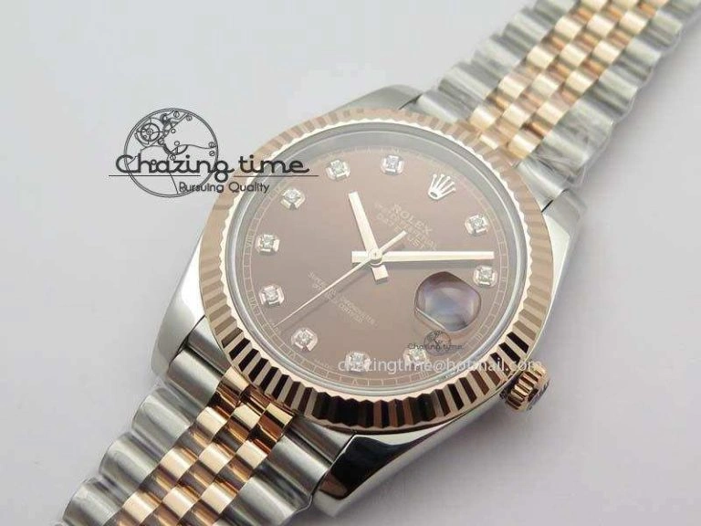 DateJust 41mm 126303 Noob 1:1 Best Edition RG Wrapped Brown Diam Dial Fluted Bezel On Jubilee Bracelet A3235