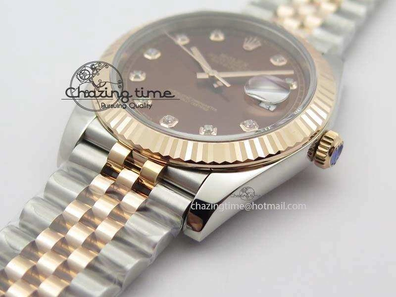 DateJust 41mm 126303 Noob 1:1 Best Edition RG Wrapped Brown Diam Dial Fluted Bezel On Jubilee Bracelet A3235