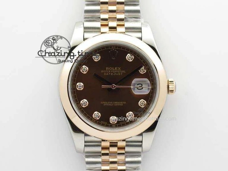 DateJust 41mm 126303 Noob 1:1 Best Edition RG Wrapped Brown Diamond Dial On Jubilee Bracelet A3235