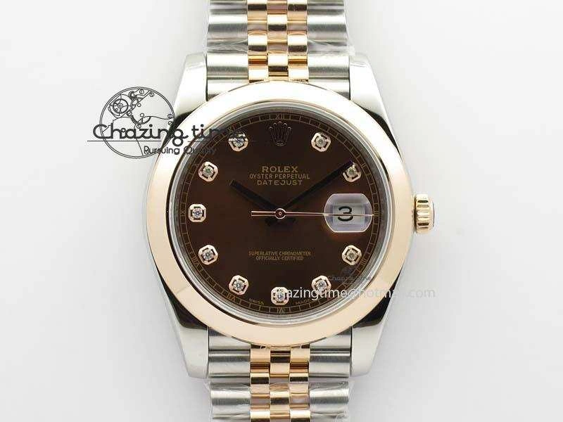 DateJust 41mm 126303 Noob 1:1 Best Edition RG Wrapped Brown Diamond Dial On Jubilee Bracelet A3235