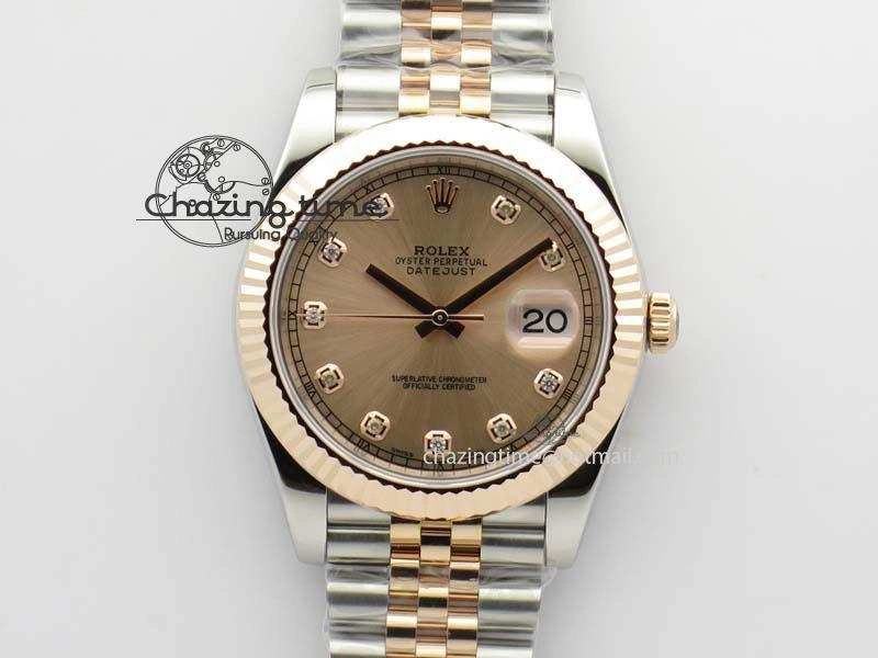 DateJust 41mm 126303 Noob 1:1 Best Edition RG Wrapped RG Diam Dial Fluted Bezel On Jubilee Bracelet A3235
