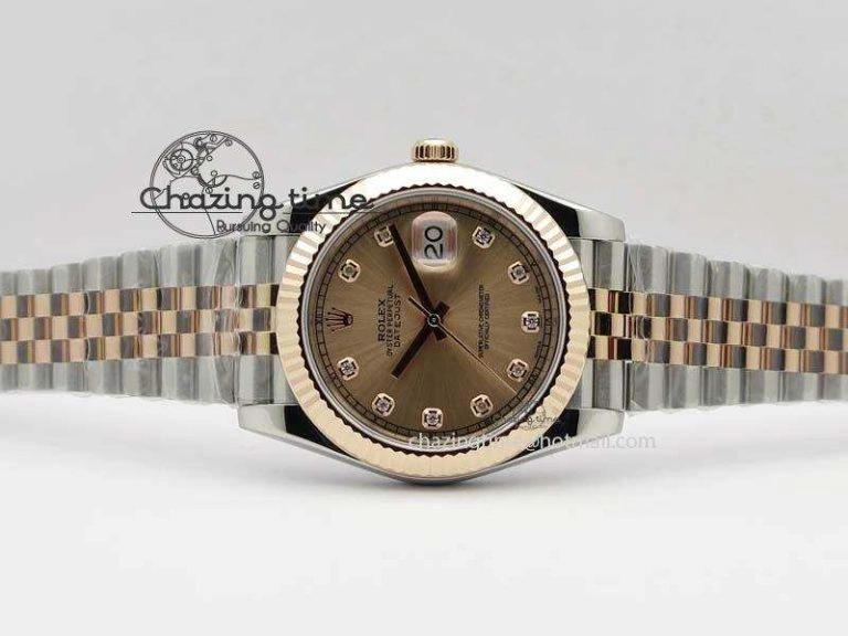 DateJust 41mm 126303 Noob 1:1 Best Edition RG Wrapped RG Diam Dial Fluted Bezel On Jubilee Bracelet A3235