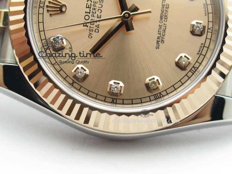 DateJust 41mm 126303 Noob 1:1 Best Edition RG Wrapped RG Diam Dial Fluted Bezel On Jubilee Bracelet A3235