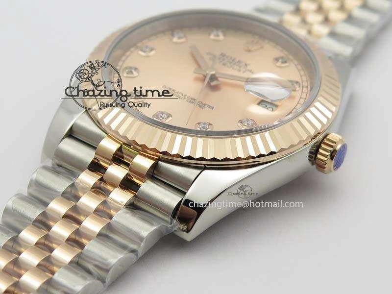 DateJust 41mm 126303 Noob 1:1 Best Edition RG Wrapped RG Diam Dial Fluted Bezel On Jubilee Bracelet A3235