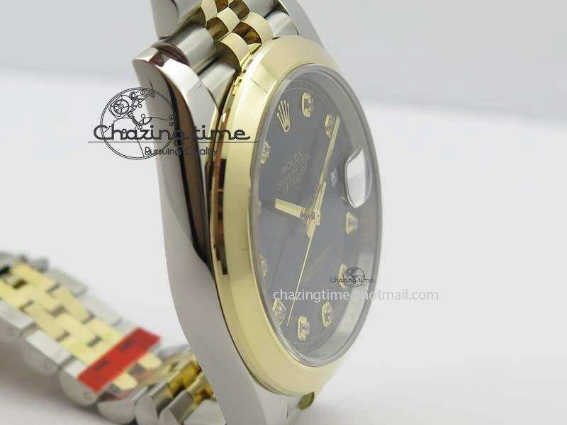 DateJust 41mm 126303 Noob 1:1 Best Edition YG Wrapped Black Dial Diamond On SS YG Jubilee Bracelet A3235
