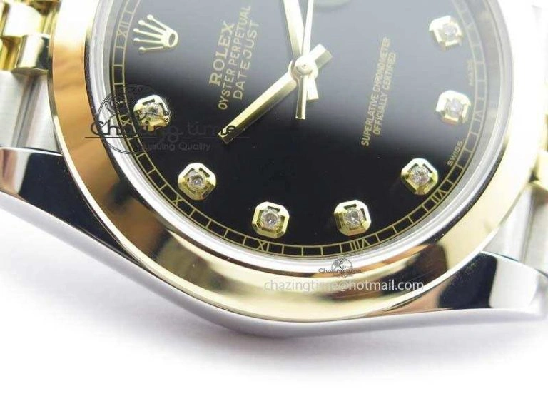 DateJust 41mm 126303 Noob 1:1 Best Edition YG Wrapped Black Dial Diamond On SS YG Jubilee Bracelet A3235
