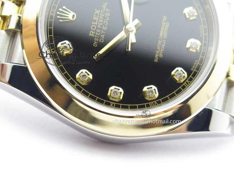 DateJust 41mm 126303 Noob 1:1 Best Edition YG Wrapped Black Dial Diamond On SS YG Jubilee Bracelet A3235