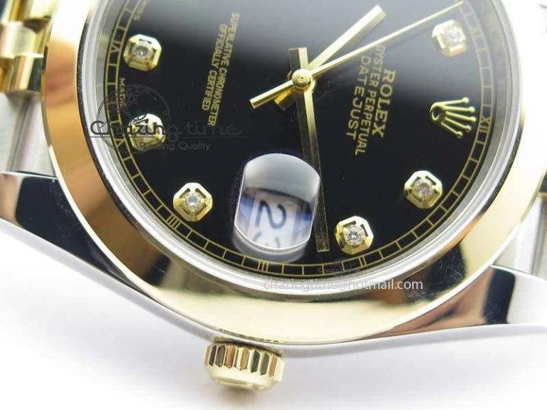 DateJust 41mm 126303 Noob 1:1 Best Edition YG Wrapped Black Dial Diamond On SS YG Jubilee Bracelet A3235