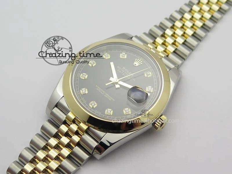 DateJust 41mm 126303 Noob 1:1 Best Edition YG Wrapped Black Dial Diamond On SS YG Jubilee Bracelet A3235