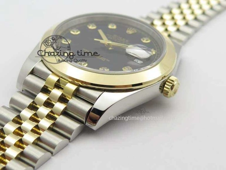 DateJust 41mm 126303 Noob 1:1 Best Edition YG Wrapped Black Dial Diamond On SS YG Jubilee Bracelet A3235