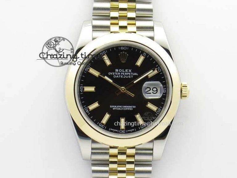 DateJust 41mm 126303 Noob 1:1 Best Edition YG Wrapped Black Dial On SS YG Jubilee Bracelet A3235