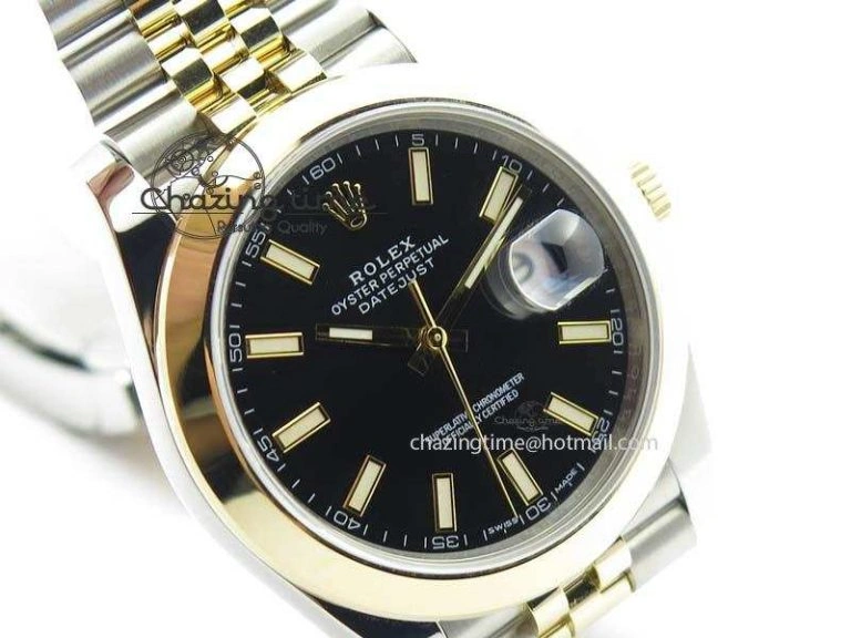 DateJust 41mm 126303 Noob 1:1 Best Edition YG Wrapped Black Dial On SS YG Jubilee Bracelet A3235