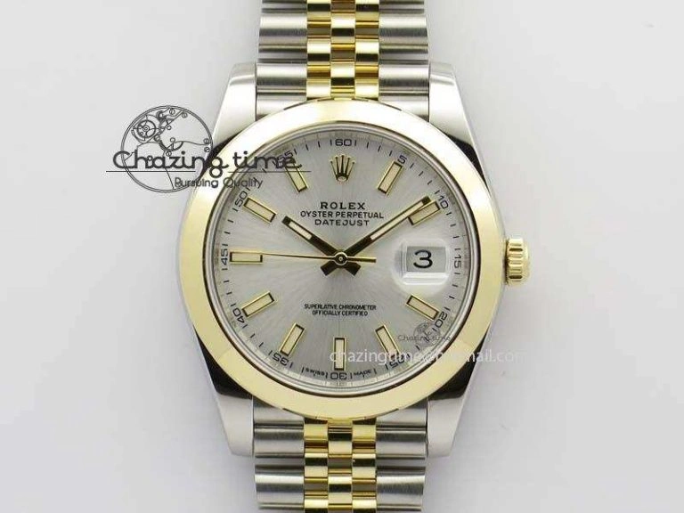 DateJust 41mm 126303 Noob 1:1 Best Edition YG Wrapped Silver Dial On SS YG Jubilee Bracelet A3235