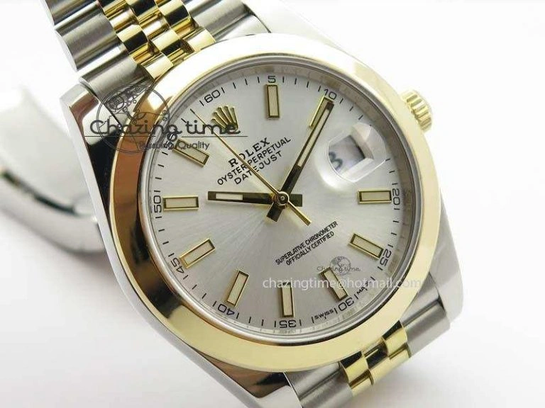DateJust 41mm 126303 Noob 1:1 Best Edition YG Wrapped Silver Dial On SS YG Jubilee Bracelet A3235