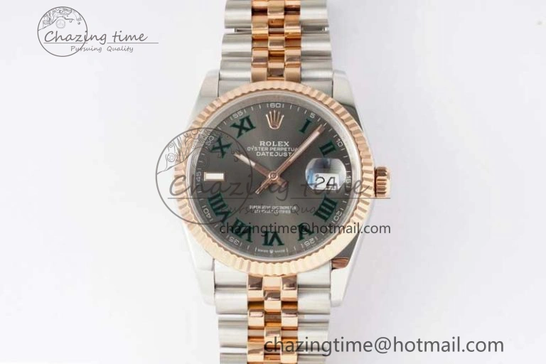 DateJust 41mm 126331 DIWF 1:1 Best Edition 904L Steel Gray Dial Green Roman Marker on SS RG Jubilee Bracelet SA3235