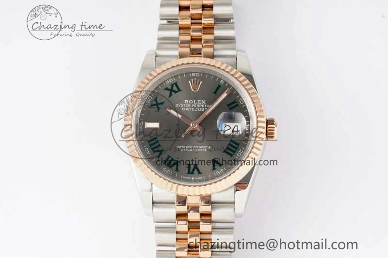 DateJust 41mm 126331 DIWF 1:1 Best Edition 904L Steel Gray Dial Green Roman Marker on SS RG Jubilee Bracelet SA3235