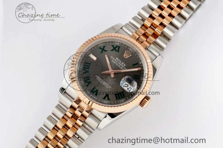 DateJust 41mm 126331 DIWF 1:1 Best Edition 904L Steel Gray Dial Green Roman Marker on SS RG Jubilee Bracelet SA3235