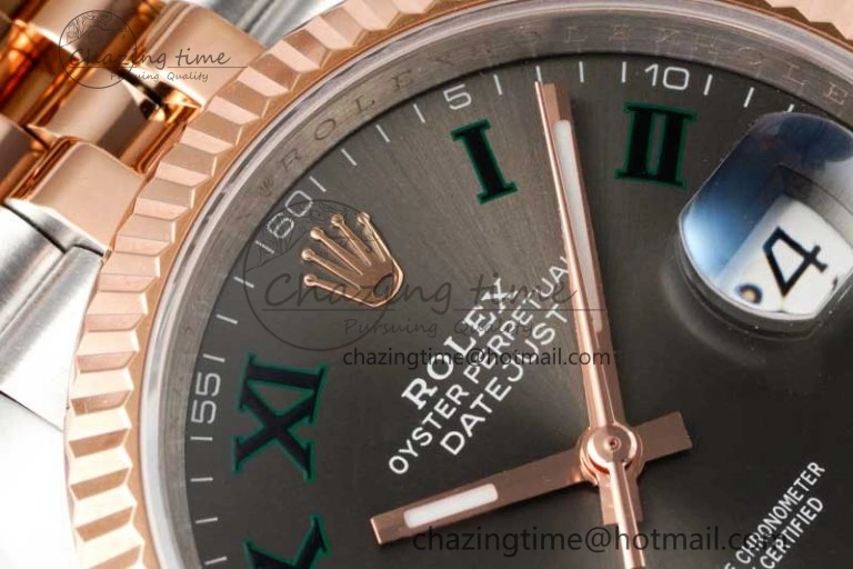DateJust 41mm 126331 DIWF 1:1 Best Edition 904L Steel Gray Dial Green Roman Marker on SS RG Jubilee Bracelet SA3235