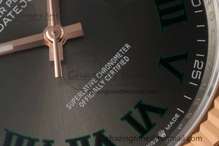 DateJust 41mm 126331 DIWF 1:1 Best Edition 904L Steel Gray Dial Green Roman Marker on SS RG Jubilee Bracelet SA3235