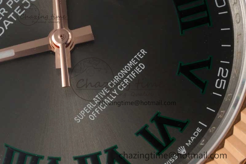 DateJust 41mm 126331 DIWF 1:1 Best Edition 904L Steel Gray Dial Green Roman Marker on SS RG Jubilee Bracelet SA3235