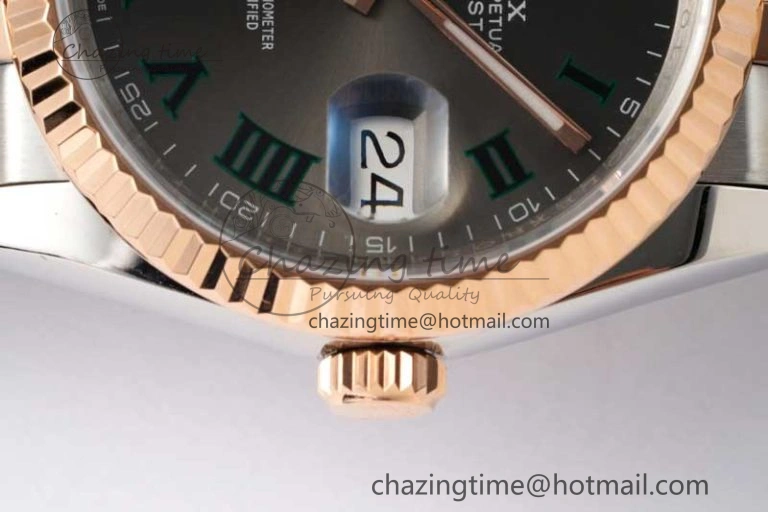 DateJust 41mm 126331 DIWF 1:1 Best Edition 904L Steel Gray Dial Green Roman Marker on SS RG Jubilee Bracelet SA3235
