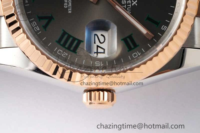 DateJust 41mm 126331 DIWF 1:1 Best Edition 904L Steel Gray Dial Green Roman Marker on SS RG Jubilee Bracelet SA3235