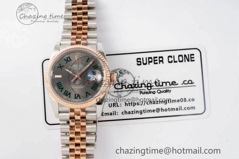 DateJust 41mm 126331 DIWF 1:1 Best Edition 904L Steel Gray Dial Green Roman Marker on SS RG Jubilee Bracelet SA3235