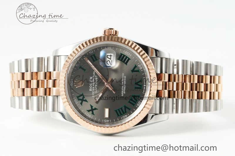 DateJust 41mm 126331 DIWF 1:1 Best Edition 904L Steel Gray Dial Green Roman Marker on SS RG Jubilee Bracelet SA3235